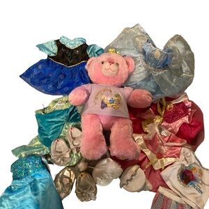 Build a bear workshop pink princess bear with Princess Dresses Lot